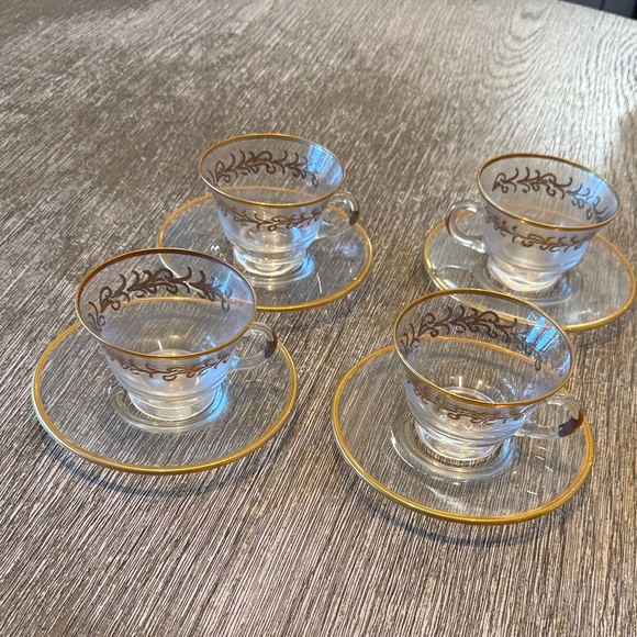 Elegant Gold Trim Glass Teacup Set